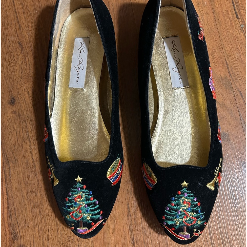 Vintage Black Velvet Christmas Shoes size 9 M